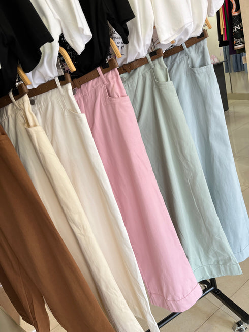 Summer Solid Colour Pant With Belt